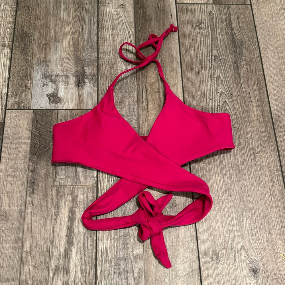 Pinkish Red crisscross bikini top
